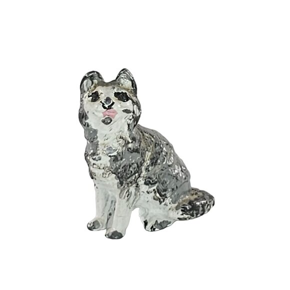 Miniature Hand Painted Cat Gray Tabby Miniature Figurine - Picture 1 of 7